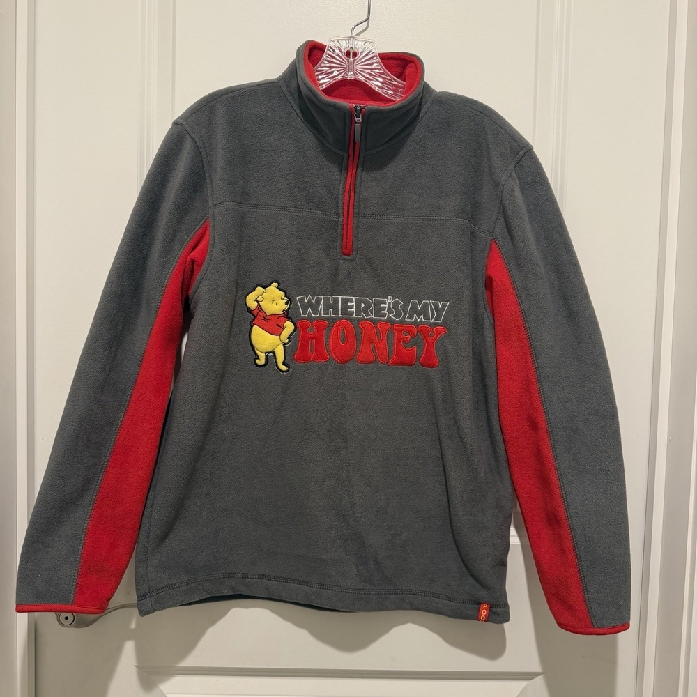 Unisex DISNEY WHERE's MY HONEY 1/4 Zip Whinnie The‎ Pooh Pullover Small 4/6